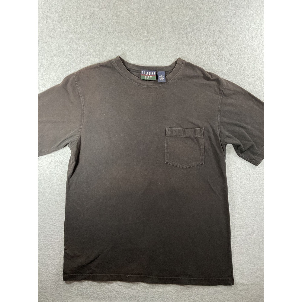 Trader Bay Mens Pocket T-Shirt Medium Faded Black Cotton Short Sleeve 1286